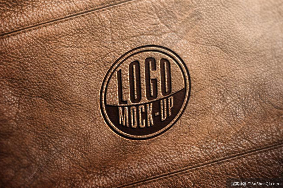 高清牛皮褶皱效果LOGO样机素材