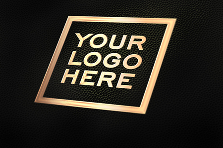深色皮质金属logo样机素材
