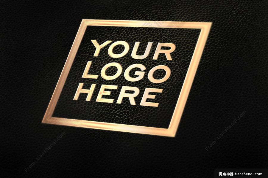 深色皮质金属logo样机素材