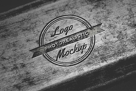 高清简约铁雕刻工艺logo样机素材