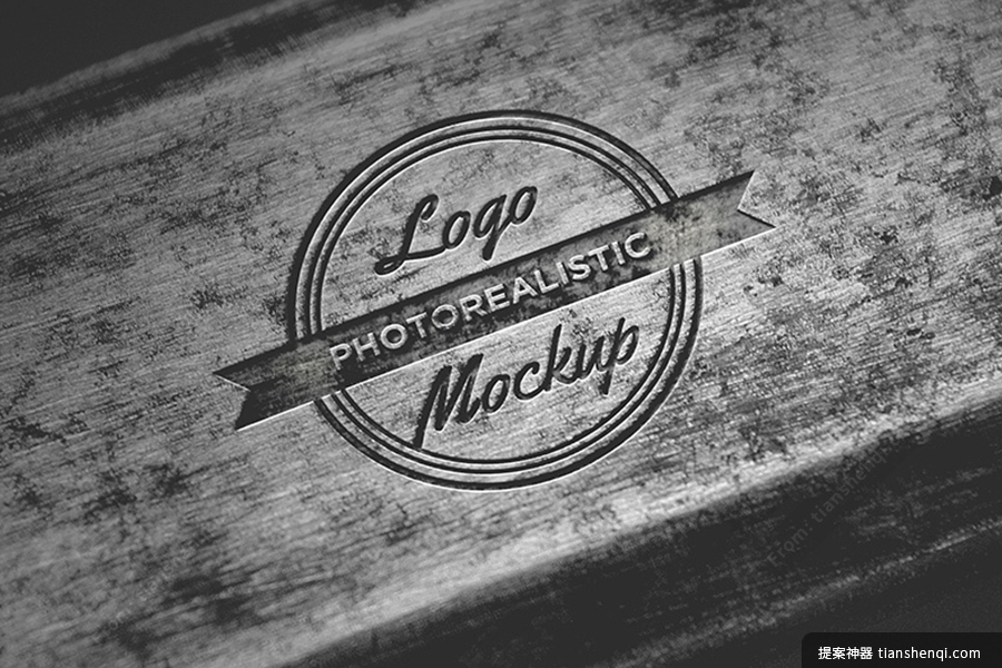 高清简约铁雕刻工艺logo样机素材