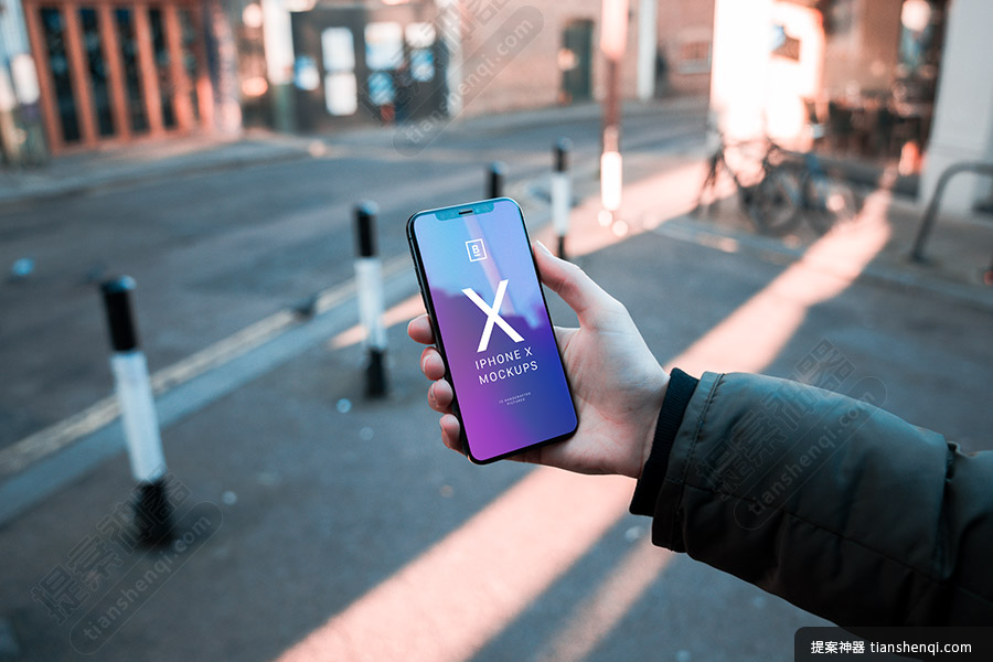 高清街景手持iPhoneX样机素材