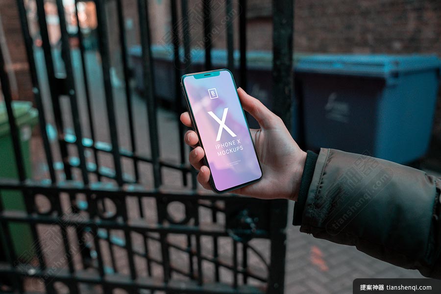 高清手持iPhoneX场景模型样机素材