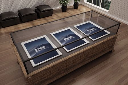 高清室内展览馆柜台海报展览样机素材