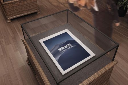 高清室内展览馆单张海报柜台展览样机形式素材