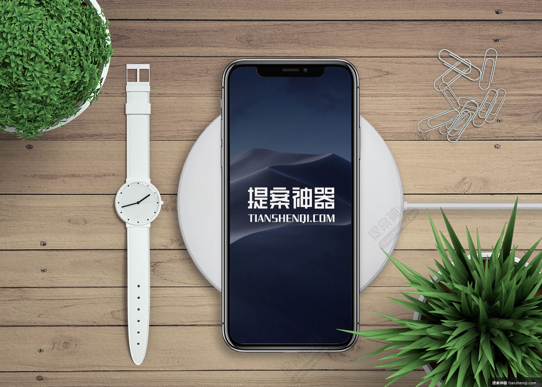 高清清新风绿植手表iPhoneX组合样机素材