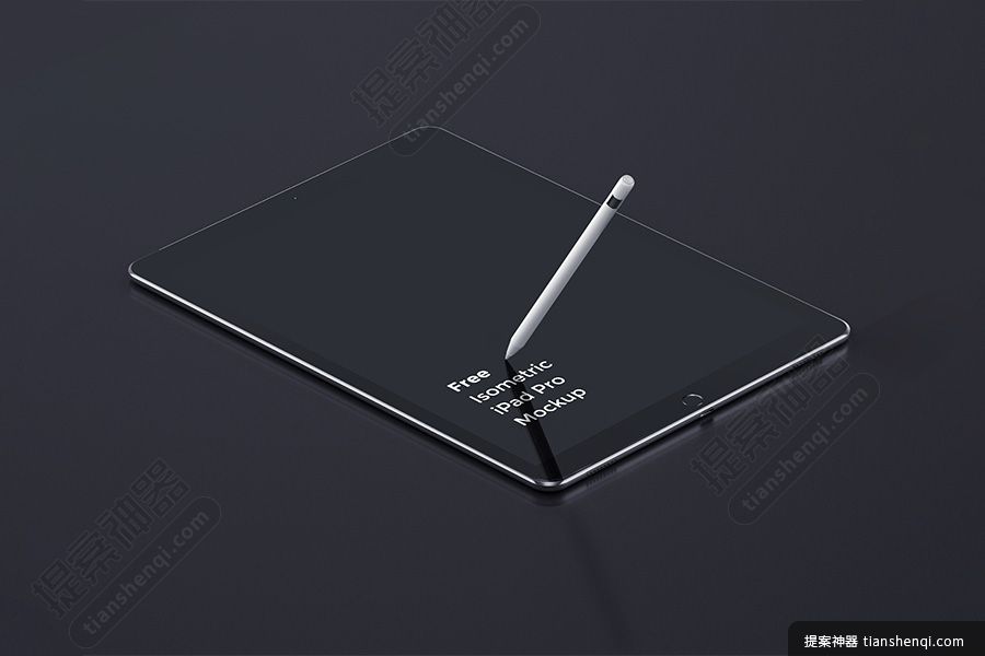 黑色简约iPadPro、iPadpencil场景样机素材