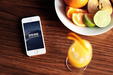 高清餐桌上水果盘白色iPhone6组合样机素材