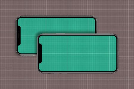 高清两部iPhoneX重叠交叉正面页面切换样机素材