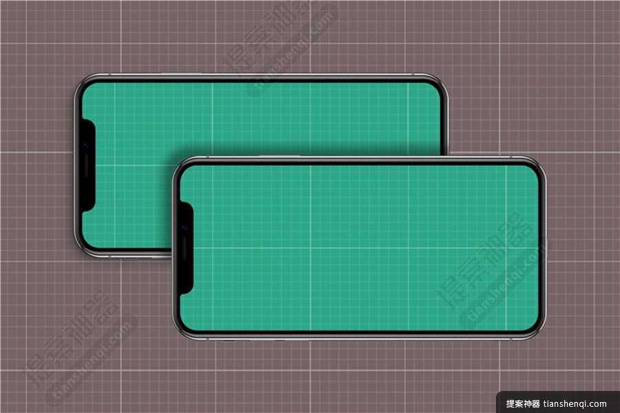 高清两部iPhoneX重叠交叉正面页面切换样机素材