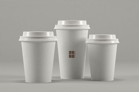 高清餐饮店饮料奶茶不同型号纸质杯子样机素材