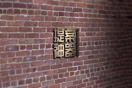 墙面复古风格金属logo样机素材.
