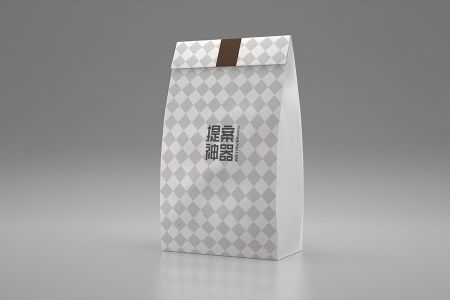 灰色背景高清单个正面立体纸袋包装样机素材