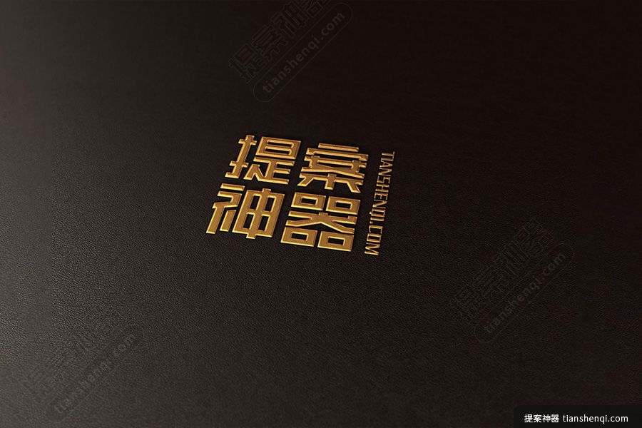 高清简约皮革纸烫金工艺logo样机素材