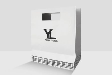 高清灰底立式白色简约纸质手提袋包装样机素材