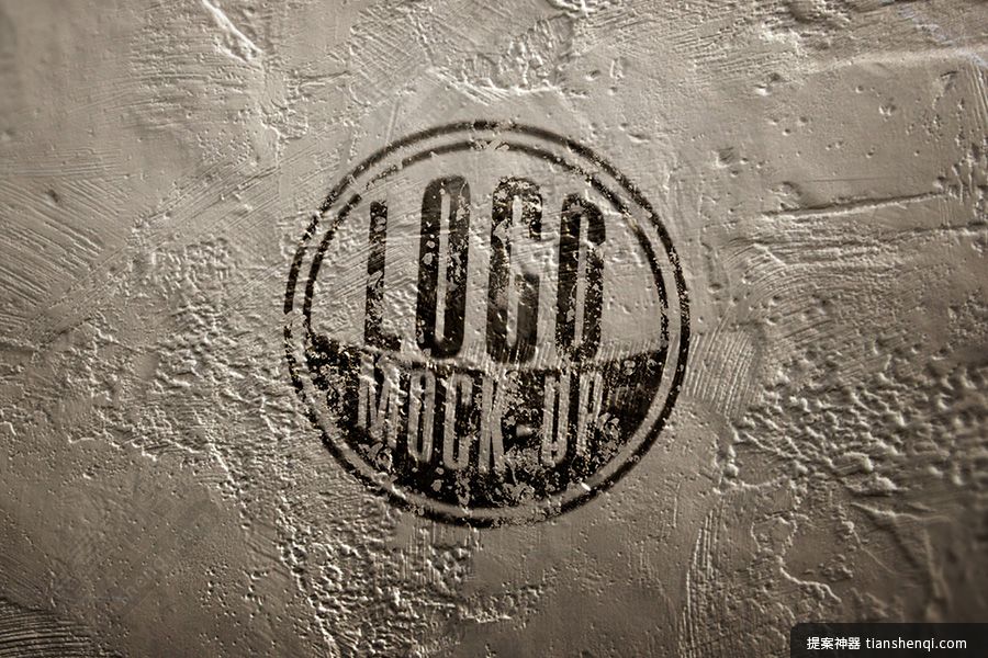 高清有触感石膏堆积做旧墙体logo印刷样机素材