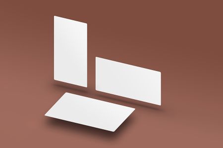 红色背景横竖式三屏UI样机APP效果图展示样机素材