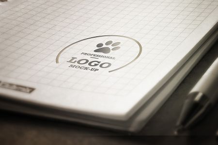 高清学习文具笔记本封面企业logo印刷样机素材