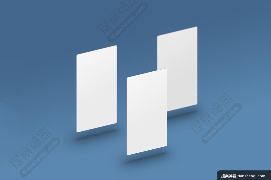 灰蓝背景竖式三屏UI样机APP效果图展示样机素材