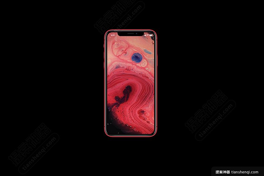 黑色背景红色iPhone XR展示样机素材