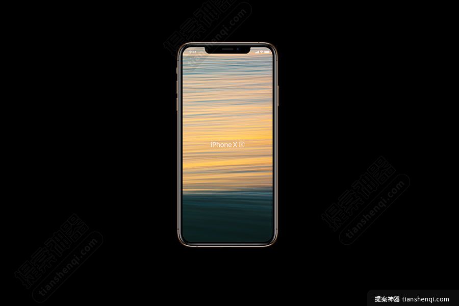 黑色背景金色iPhone-Xs展示样机素材