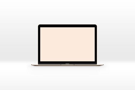 白色背景高清简单一台金色Macbook屏幕可贴图样机素材