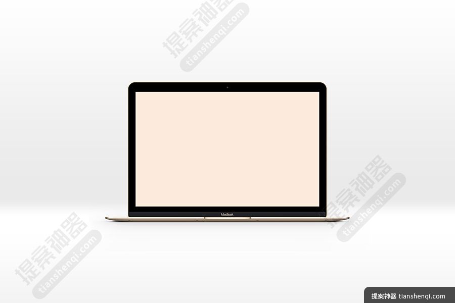 白色背景高清简单一台金色Macbook屏幕可贴图样机素材