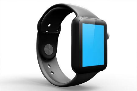 白色背景高清细节AppleWatch屏幕展示样机素材