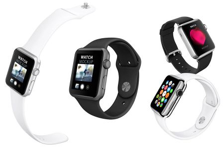 白色背景高清多个立体AppleWatch细节展示样机素材