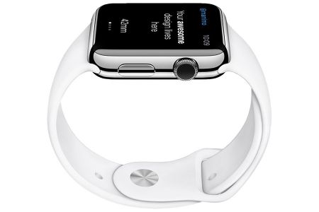 白色背景高清正面AppleWatch屏幕可切换细节展示样机素材