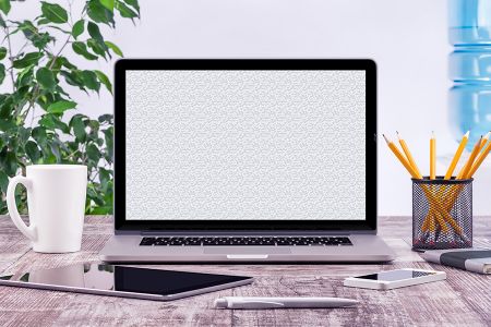 清新背景高清花布桌面Macbook组合场景样机素材