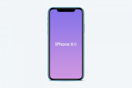 白色背景金色iPhone XR屏幕可更换展示样机素材
