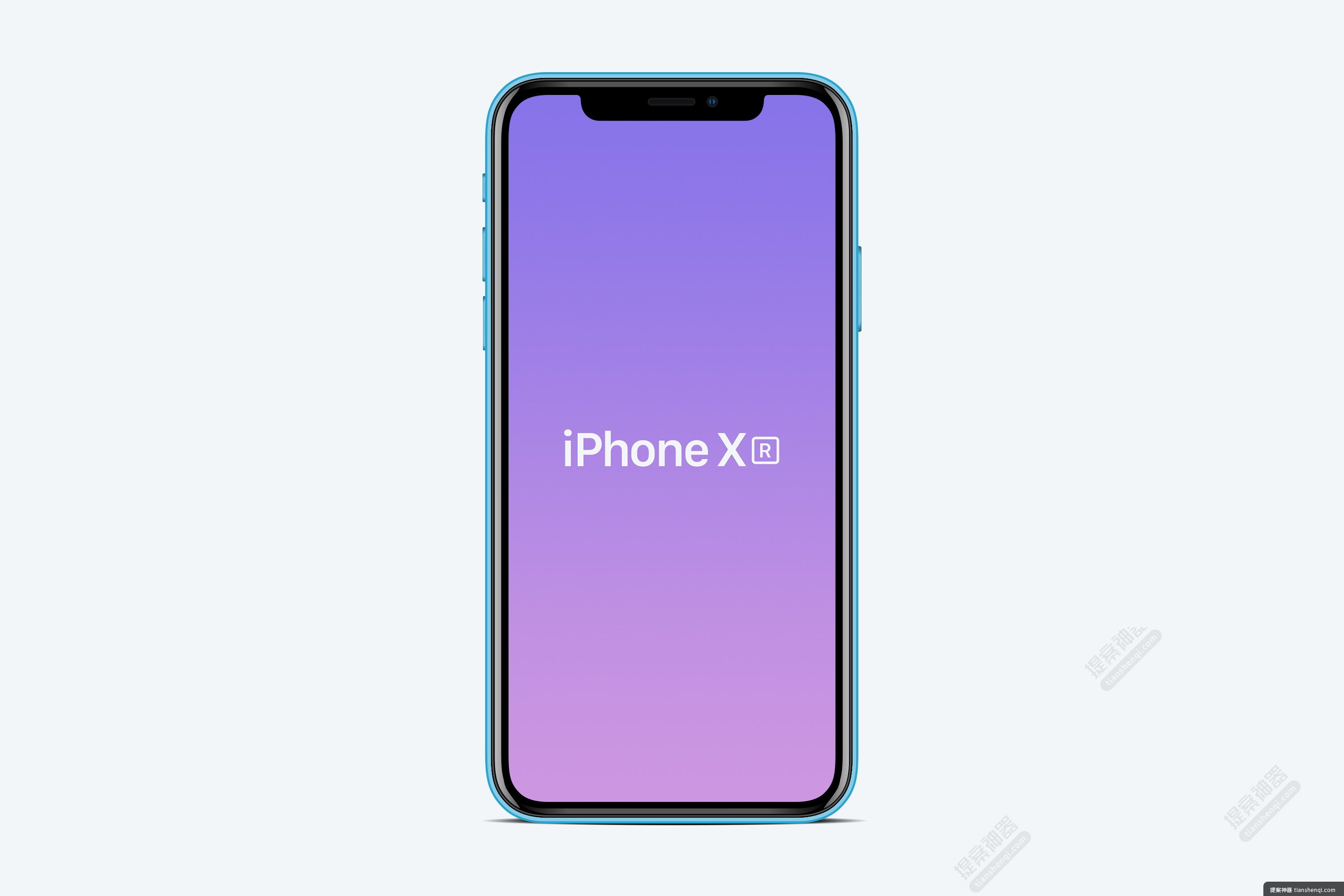 白色背景金色iPhone XR屏幕可更换展示样机素材
