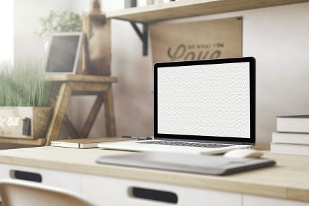 简洁高清工作室台式Macbook场景样机素材