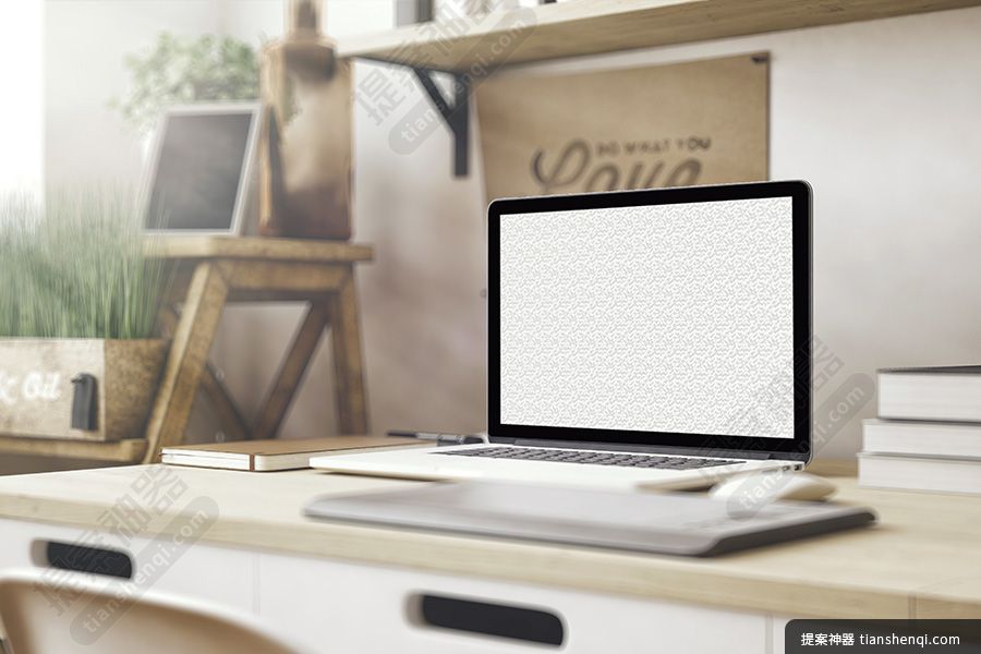 简洁高清工作室台式Macbook场景样机素材