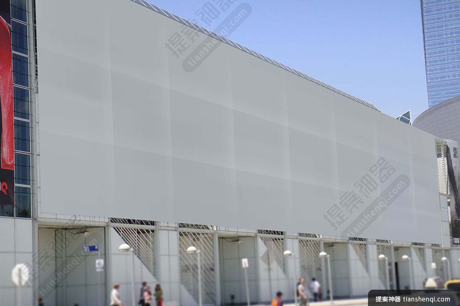 国外大型建筑物外旁张贴海报场景样机素材
