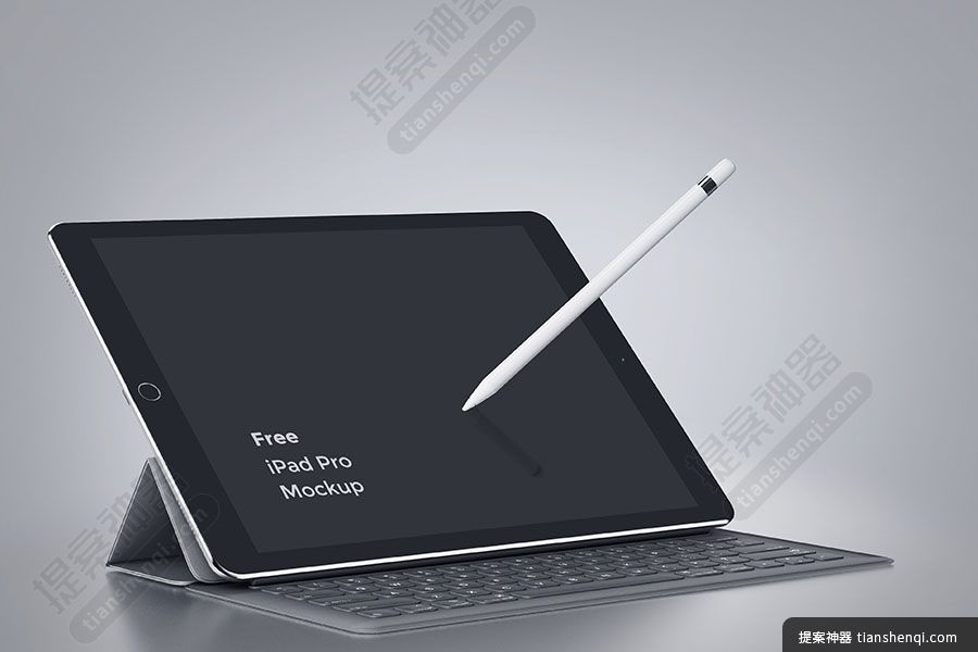 深灰色背景正在操作的iPad Pro偏正面屏幕展示样机贴图素材
