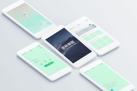 白色背景高清多个手机APPUI界面有规律排列展示样机素材